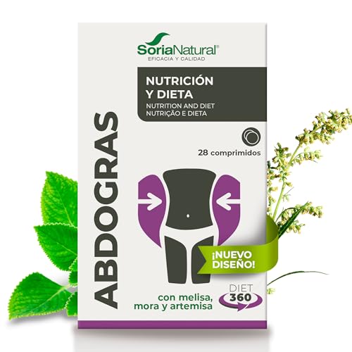 Soria Natural Abdogras - Extractos de melisa, mora y artemisa - Ayuda al correcto funcionamiento del metabolismo y procesar la grasa - Acelerar metabolismo - 28 comprimidos de 1100mg