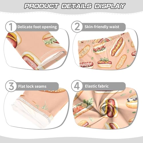 Hot Dog Food Girls Leggings Soft Stretch Workout Yoga Dance Pants for Kids Casual Tights3