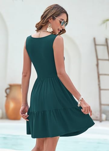 Image of AUSELILY Womens Summer Dresses 2026 Casual Sleeveless Sundress Beach Vacation Flowy Tiered Short Dresses with Pockets