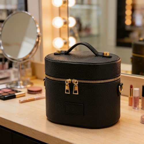 Trousse de maquillage ovale avec séparateurs et sangle de pinceaux - 6