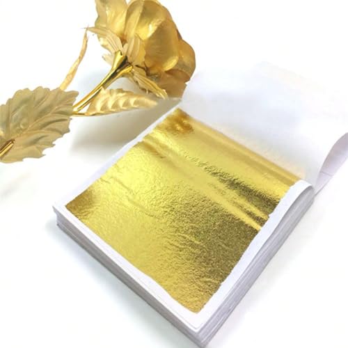 100 Pezzi Fogli di Foglia Oro, di Lamina d'oro,Foglia d'oro, 9 x 9 cm,Ideali per Doratura, Artigianato, Progetti Artistici e Decorazioni