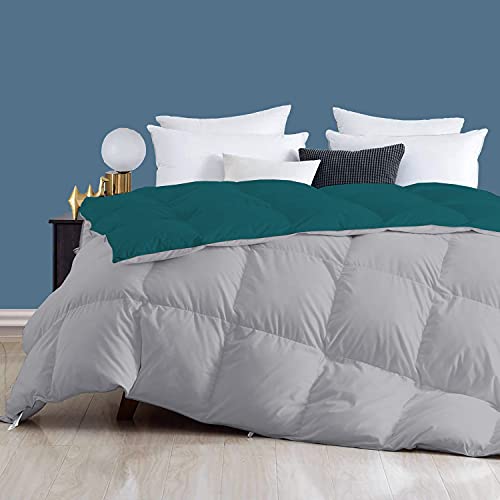 Image of Day Care - 400 GSM Hotel Quality-Down Alternative Reversible Comforter (90 inch x 90 inch Inches /228cm x 228cm) - Comforter Queen Size|Silver /Teal| TC - 450