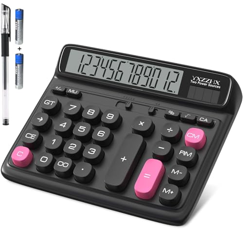 Desktop Calculator Extra Large 5-Inch LCD Display, 12-Digit