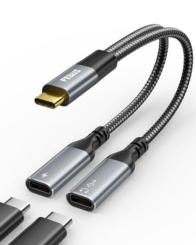 Image of FEDUS Node-X2 Dual USB C Splitter, 2-in-1 Type C to Type C Headphone Audio & 60W PD Fast Charger Adapter Cable with DAC Chip for iPhone 17 /16 /15, Galaxy S26 /25 /24 Ultra, iPad M4, Pixel 10, OnePlus 14
