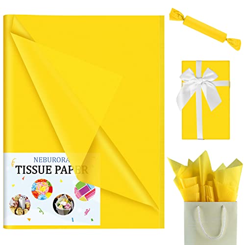 Image of NEBURORA 60 Sheets Yellow Tissue Paper Set Gift Wrap Paper(Yellow)