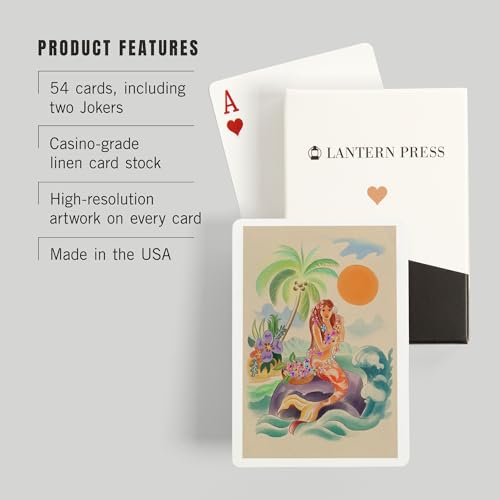 Lantern Press Tropical Mermaid, 52 naipes poker miniatura 3