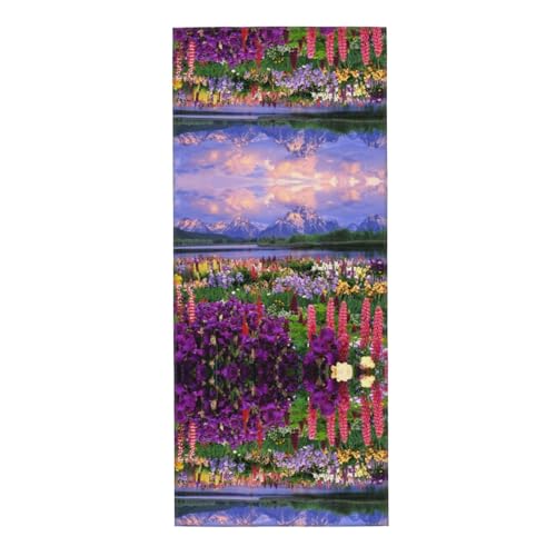 WXWJSHMGC Bellissimi asciugamani con stampa di montagne e fiori, asciugamano da cucina, bagno, doccia, asciugamano altamente assorbente, per spiaggia, palestra, per gli ospiti, 30 x 70 cm (2 pezzi)