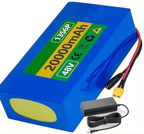 Ebike Batterie Haute Puissance Batteries 48V 20Ah avec Chargeur 13S2P Batterie lithium-ion rechargeable Boîtier en PVC étanche pour 250W 350W 500W 800W 1000W Moteur 48V 20Ah,XT60 SM