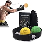 Boxing Reflex Ball Set with 4 Training Balls, 2 Adjustable Headbands, Speed Training Equipment for Hand Eye Coordination, Combat Sports