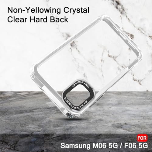 Image of TheGiftKart Hybrid Shockproof Back Cover Case for Samsung Galaxy M06 5G / F06 5G | Stylish Camera Border | Electroplated Buttons | Crystal Clear Hard Back Cover Case (TPU & PC, Transparent Bumper)