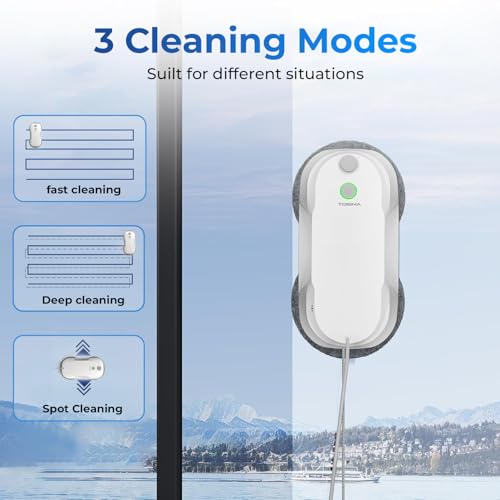 Image of Tosima W5 Window Cleaning Robot, 6400Pa Max Adaptive Suction, Auto-Spray Smart Window Cleaner with Triple Safety System, Intelligent Navigation, Remote Control, for All Smooth Surfaces, White