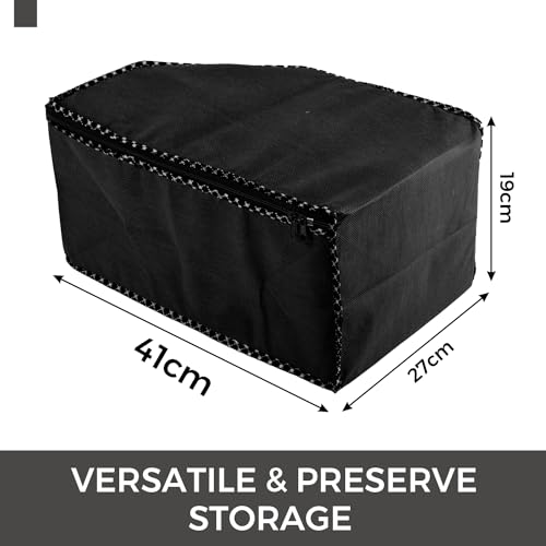 Image of Urbane Home Blouse Cover | Clothes Storage Bag | Zipper Wardrobe Organizers | Non-Woven Clothes Organiser | Side Transparent Blouse Organizer | Dot Border | Pack of 6 | Black