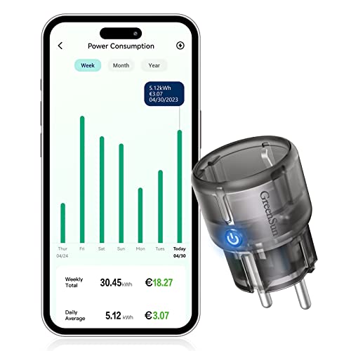 WLAN-Steckdose mit Strommessung Alexa Steckdose Schwarz
