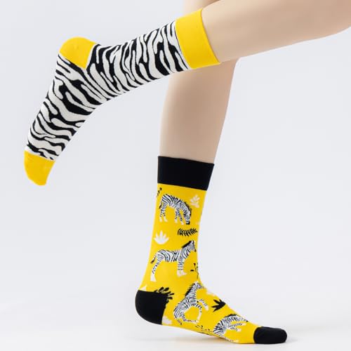 Image of 2 Pairs Cartoon Animal Crew Socks Fun Cotton Mid Calf Socks for Women