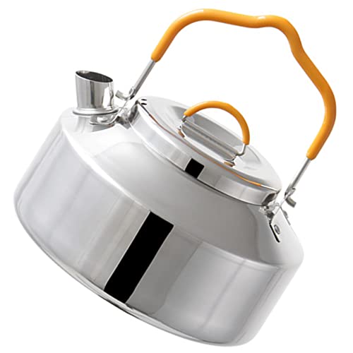 NAMOARLY Stainless Steel Whistling Kettle Outdoor Cooking Teapot for Camping Portable Silver Water Jug for Boiling Water Making Tea Induction Gas Stove Compatible