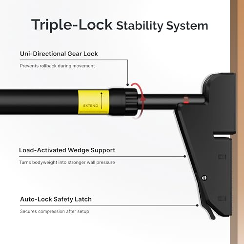 Image of Cult Adjustable Pull-Up Bar for Home for Kids and Adults | 300 kg Weight Capacity | Heavy-Duty Steel Wall Mounted & Doorway Bar | Anti-Skid Grip Multi-Grip Pull-Up Bar for Home Workout | No-Drill Installation for Pull Ups, Chin Ups & Core Training | Size - 76 -110 cm