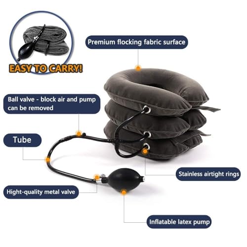 s cervical neck traction device for instant neck pain relief - inflatable amp adjustable neck stretcher neck support brace neck traction pillow for home use neck decompression