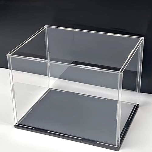 Cajas de Metacrilato Vitrina Acrílica con Cubierta Antipolvo, Vitrina para Gorras de Béisbol, Caja Cúbica Transparente con Protección UV y Base para Mostrador(Black Base,40x40x55cm)