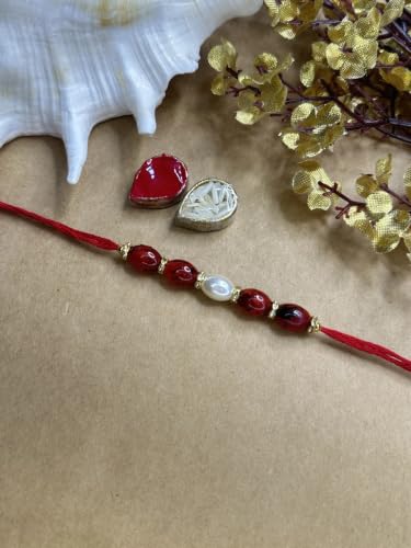 Image of Elegant Traditional Gold Plated /Rakhi Combo Of 1 Piece for Men and Women /brother /sister /bhabhi Kundan Stone combo set (Same as Shown In Image)