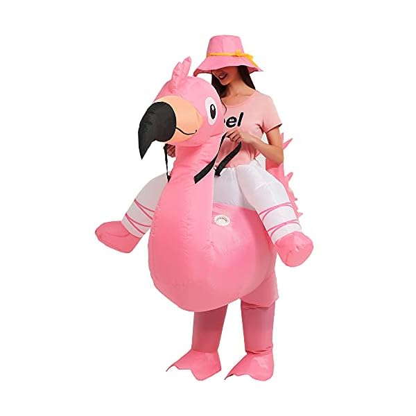 One casa inflatable flamingo costume riding on flamingo air blow up funny fancy dress party halloween costume for adult - image 4