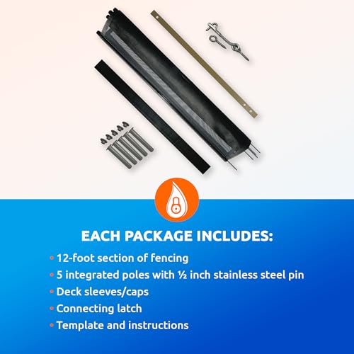 Image of Pool Fence DIY by Life Saver Fencing Section Kit, 4 x 12-Feet, Black