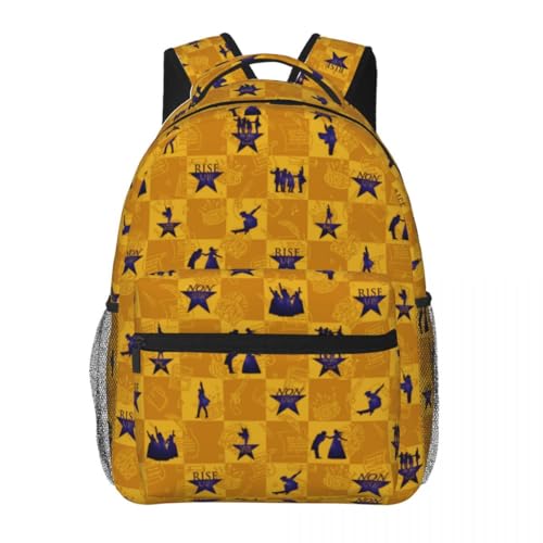 Musical Backpack Gold and Purple Checkered 15.7 x 11.4 x 7.8 in