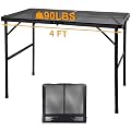 GREGIN Camping Table with Mesh Desktop, Lightweight & Portable Folding Grill Table, Height Adjustable Metal Outdoor Table for Camp, Cooking, BBQ, RV, Picnic-4 FT Black