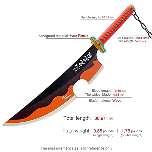 Zisu Demon Slayer Sword, About 31 inches, Two Tengen Sword Included, Hashira Pillars & Tengen Uzui Katana for Cosplay Purpose, Anime Sword with Original Texture (Orange-Tengen)2