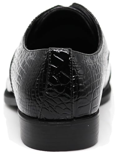Image of STW Men's Alligator Crocodile Print Oxfords Fashion Lace Up Dress Shoes