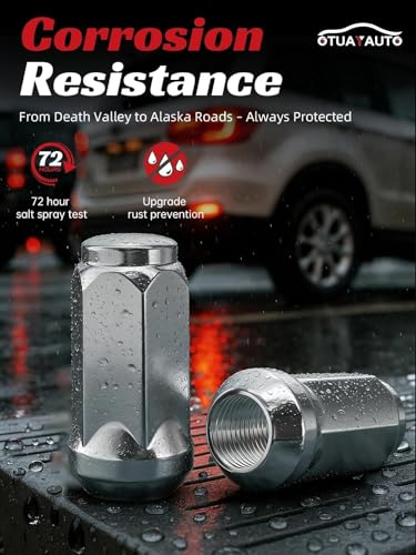 Image of OTUAYAUTO 9 /16-18 Lug Nuts - 32PCS Chrome Closed End Bulge Acorn Lug Nuts, Cone Seat, 19mm Hex, Replacement for 2002-2010 Dodge Ram 1500, 1994-2010 Ram 2500 /3500, Ford E-150, E-250, Aftermarket Wheels