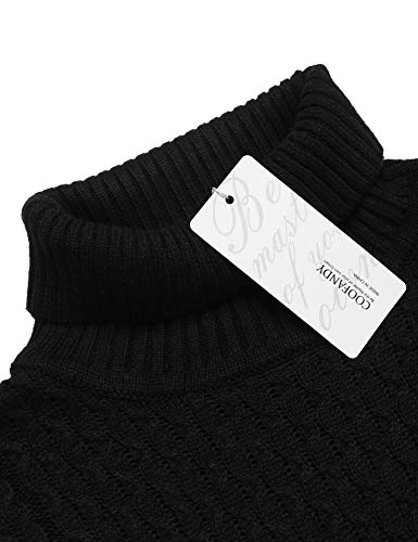 Coofandy Men's Slim Fit Turtleneck Sweater Casual Knitted Twisted Pullover Solid Sweaters Black #TOP3