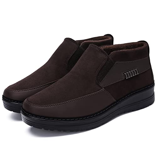 Image of COSIDRAM Men Shoes Winter Snow Boots Cotton-Padded Slip on Casual Warm Walking Sneakers Waterproof House Shoes
