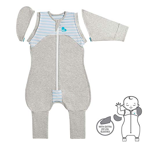 Image of Love To Dream Swaddle UP Transition Suit 1.0 TOG, Blue, Medium, 13-19 lbs, Patented Zip-Off Wings and Unique Self-Soothing Sleeves, Safely Transition from Swaddled to Arms-Free Before Rolling Over