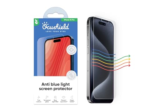 Ocushield Anti Blue Light Tempered Glass Screen Protector for iPhone 15 Pro (6.1