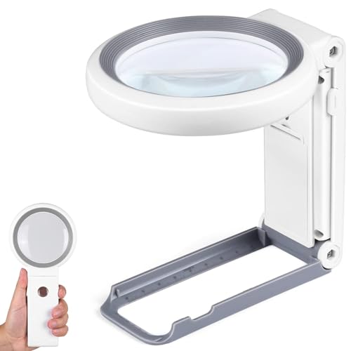Magnifying Glass with Light and Stand, Foldable...