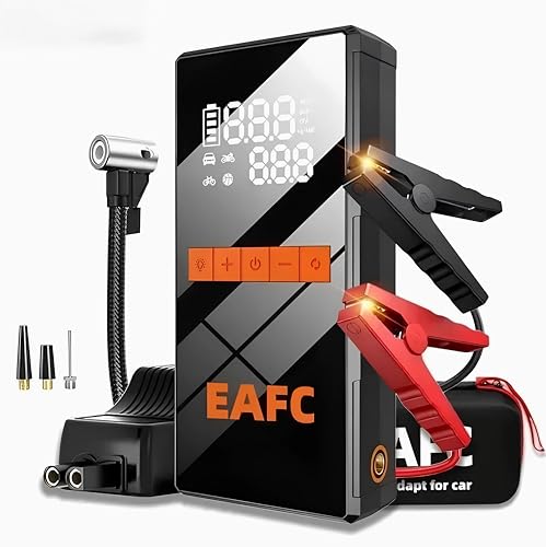 1200 A Arrancador de batería para Coche EAFC de 150 PSI, 20 000 mAh con compresor, para Coches y Motos con Motores de Gasolina de 4,0 L y diésel de 2,0 L, Amplificador de batería de 12 V y Linterna