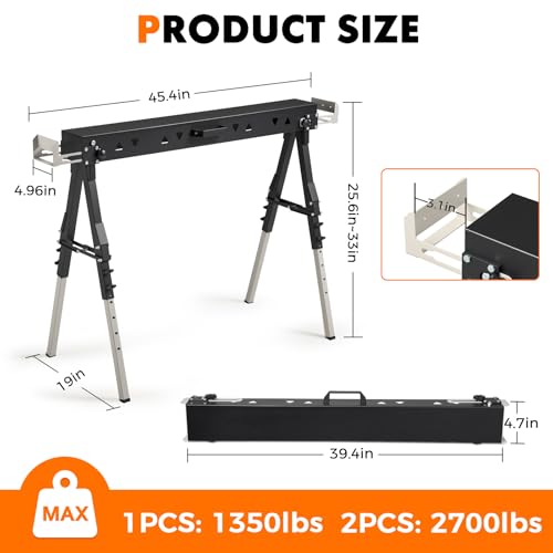 OLBRUS Heavy Duty Folding Sawhorse 2-Pack