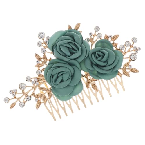 Healeved 結婚式用花嫁向けラグジュアリー花飾りヘアコーム リーフ型水晶ローズ装飾 上品で華やかなブライダルヘッド 女性と少女に