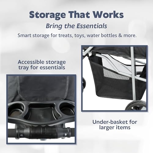 TRIXIE Buggy für Hunde, 47 × 100 × 80 CM, 4,6 kg - extra leicht, schwarz, bis 11 kg belastbar - 28958