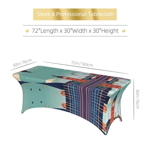 Housse de table rectangulaire extensible 1,8m nappe stretch spandex imprimé