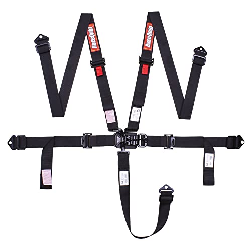 Racequip 811001RQP SFI 16.1 Latch & Link 2 in 5-Point Seat Belt Harness Black