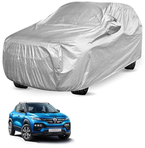 Image of Auto Hub Car Cover Compatible with Renault Kiger with Mirror Pocket and Soft Cotton Lining,Waterproof Kiger Car Cover, Metallic Silver