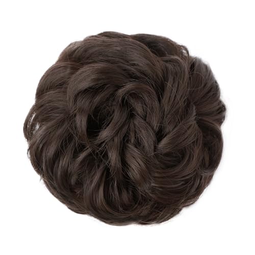 MORICA 1PCS Messy Hair Bun Hair Scrunchies Extension Curly Wavy Messy Synthetic Chignon for Women (6#-Dark Brown###)