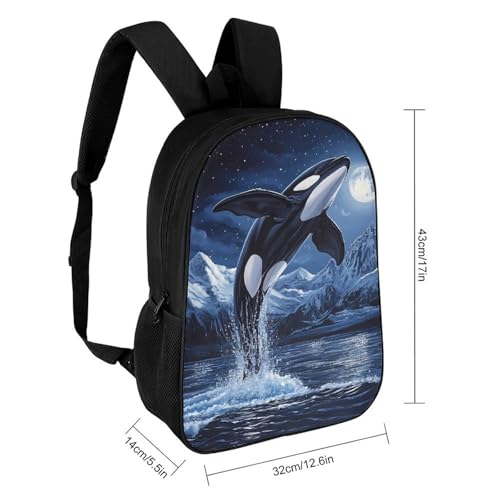 Whale And Moon Travel Backpack 17 Inch Casual Daypack Shoulder Bag with Adjustable Shoulder Straps2