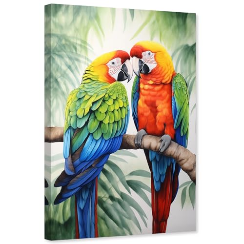 ARTZGX Bird Wall Art Colorful Parrot Canvas Tropical Rain Forest