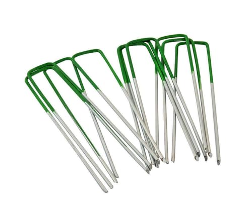 Ram Green 6 U Shaped Garden Weed Fabric Securing Pegs Pins Galvanised Garden Lawn Pegs For Chicken Wire Fence Weed Fabri (50)