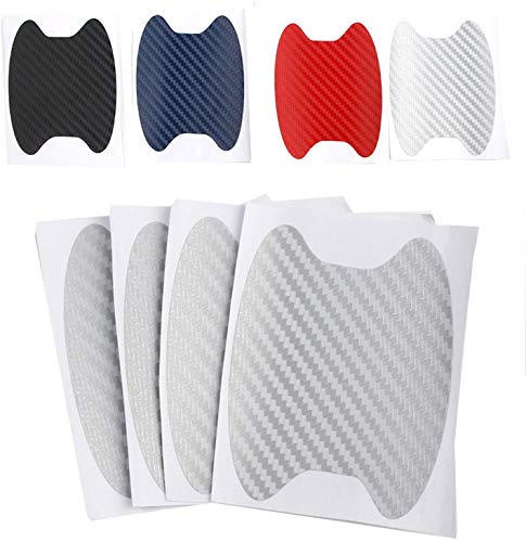 Image of ZYTC 4pcs 3D Super Reflective Stickers Carbon Fiber Strips Car Side Door Edge Bumper Anti-Scratch Protection Guards Trim Stickers Universal (Door Handle Wrist Sticker Silver)
