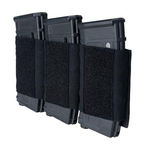 IDOGEAR Triple 5.56mm Rifle Magazines Holder Elastic Mag Holder with Hook Panel Attachment for MK5/D3CRM Chest Rig - IDOGEAR