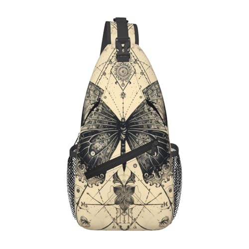 Image of SUPLUCHOM Sling Bag Butterfly Goth Vintage Tarot Hiking Daypack Crossbody Shoulder Backpack Travel Chest Pack for Men Women