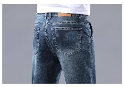 Mnjyihy Men Summer Cotton Loose Straight Jeans Business Casual Stretch Soft Fabric Denim Pants Male Trousers3